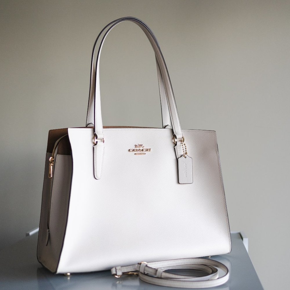Coach Gold/Chalk Light Saddle Tote